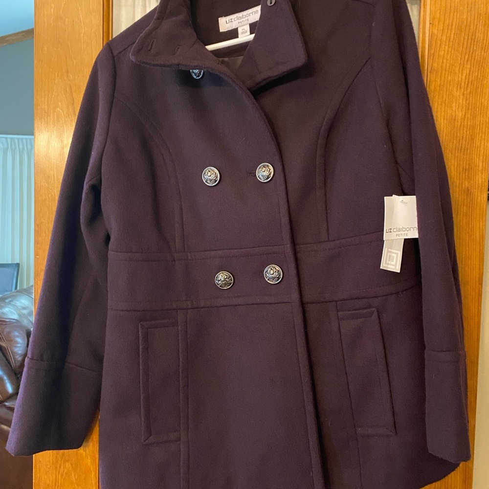 Liz Claiborne Women's Dark Purple Pea Coat